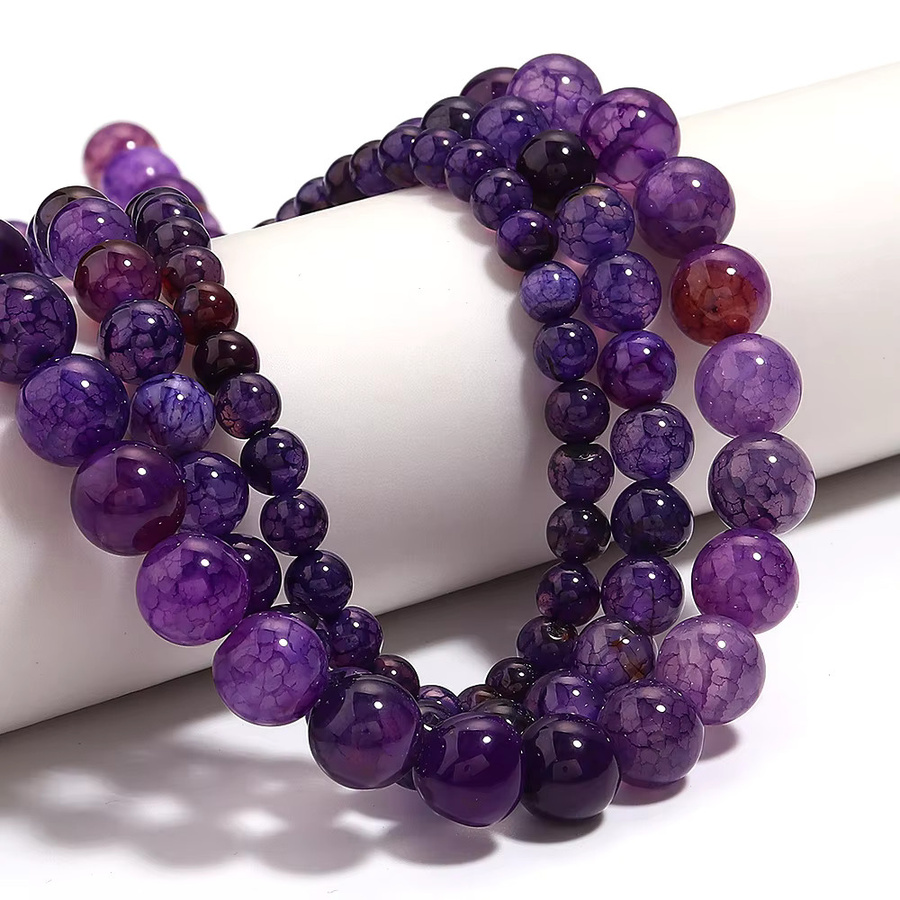 louleur Naturstein-Perlen, Drachenachat, violett, 6/8/10 mm, Unisex - Bild 6