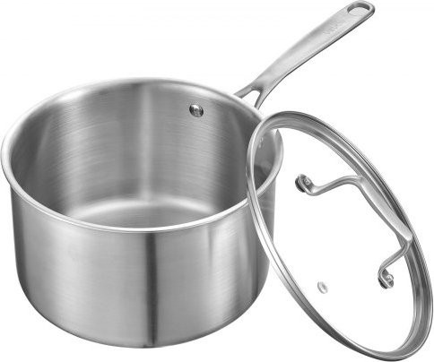 VEVOR Kochtopf aus Edelstahl in Silber mit Glasdeckel, 3,79 l Mehrzwecktopf für Soßen und Suppen, spülmaschinenfest und ofenfest - Bild 1