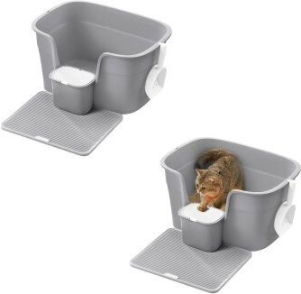 Feandrea 2er Set Katzentoilette für große Katzen mit hohen Seitenwänden in Grau - Bild 1