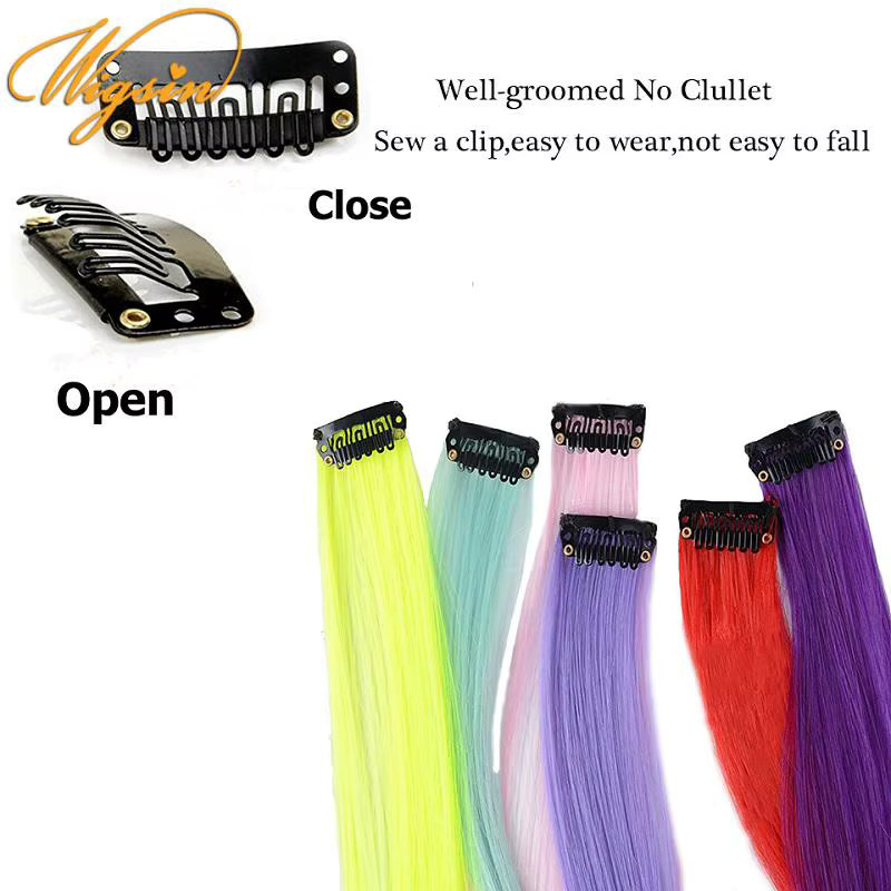 WIGSIN Haarverlängerung Synthetisch, Regenbogen Lila Rot Blau, Damen - Bild 2