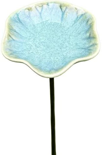VividHive Bienenwassertränke mit Ständer und Blumen als Schmetterlings-Trinkstation für den Garten, mehrfarbig aus Metall und Keramik - Bild 1