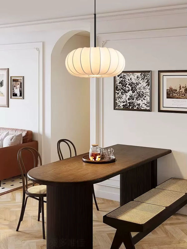 Claeted Japanische Pendelleuchte in Weiß aus Seidentrommel für Esszimmer, Arbeitszimmer und Schlafzimmer im Retro-Wabi-Sabi-Stil - Bild 2