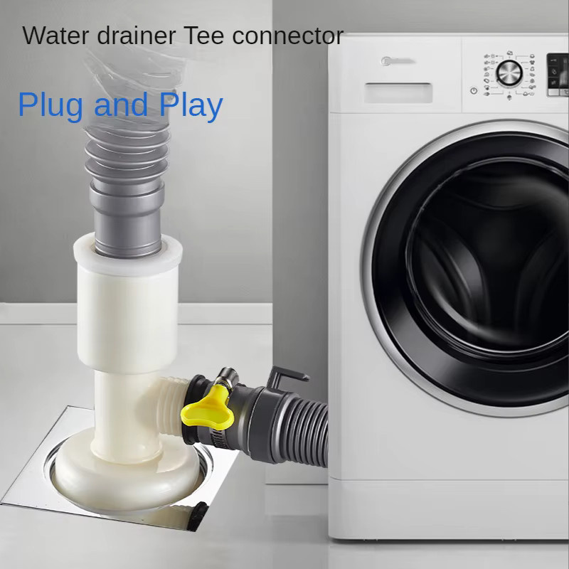 Zwei-in-Eins Bodenablauf für Waschmaschine mit Dual-Interface und Geruchsverhinderer in Weiß - Bild 2