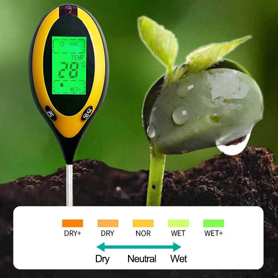 4-in-1 Boden-PH-Detektor zur Analyse von pH-Wert, Lichttemperatur und Luftfeuchtigkeit für Gemüse, Obst und Blumen im Innen- und Außenbereich - Bild 6