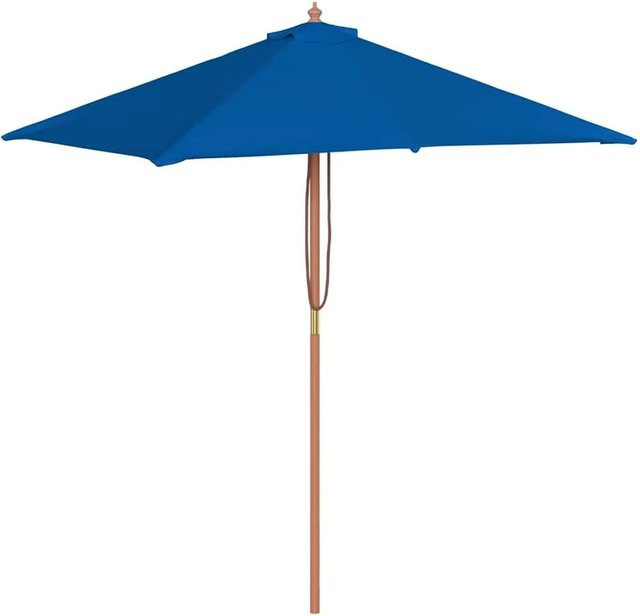 vidaXL Sonnenschirm mit Holzmast aus Hartholz und Bambus in Blau, B/T/H: 150 x 150 x 235 cm - Bild 1