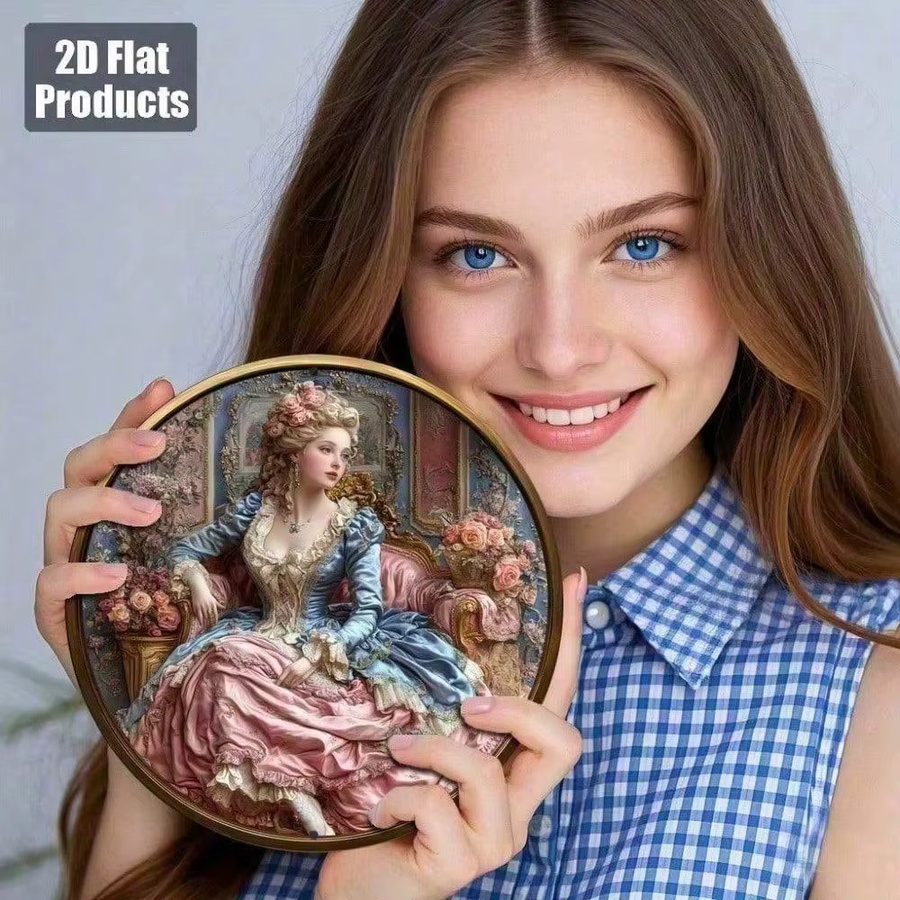 CIFBUY Runde Metall-Wandkunst mit Blumenmuster im Vintage-Stil, Aluminium-Plakette für die Heimdekoration, Durchmesser: 20,32 cm, Mehrfarbig - Bild 3