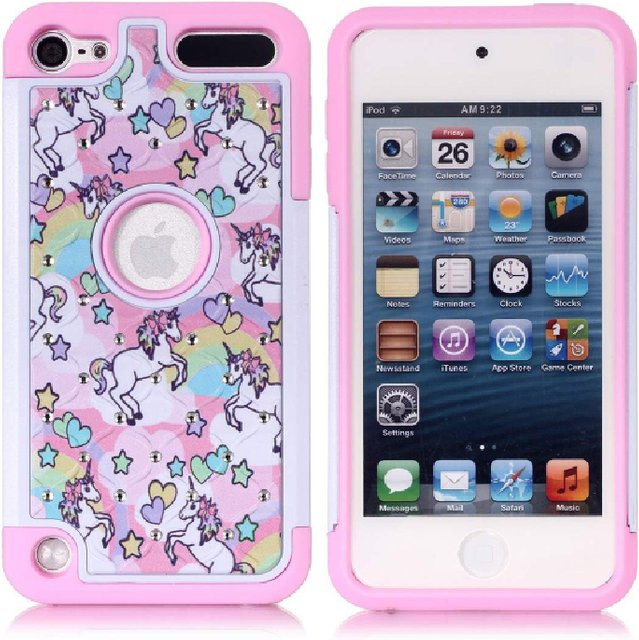 Rosa Einhorn Schutzhülle aus TPU mit Juwelenbesatz für Apple iPod Touch 5, 6 und 7 - Bild 1