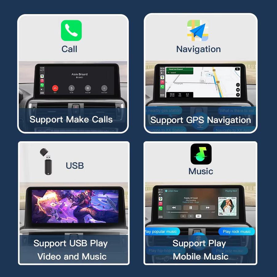CARABC Multimedia Bildschirm 10,25 Zoll für BMW 1 2 3 4 5 Serie NBT, Drahtlos CarPlay und Android Auto, Schwarz - Bild 4