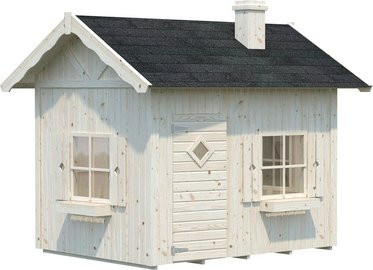 Palmako Spielhaus Grete aus Fichtenholz in Natur und Braun mit Schlafboden, Schornstein und Blumenkästen, B/T/H: 258 x 220 x 223 cm - Bild 3