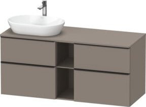 Duravit Waschtischunterschrank D-Neo wandhängend in Weiß und Grau mit Schubladen und offenen Regalfächern, B/T/H: 140 x 55 x 66,4 cm - Bild 1