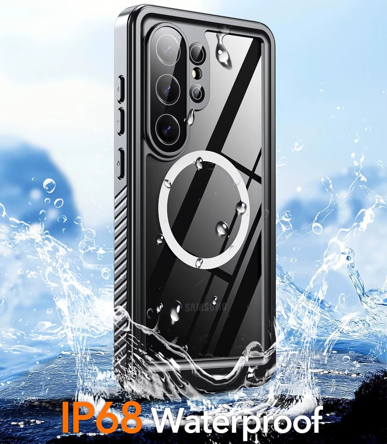 Huikai Wasserdichte Hülle für Samsung Galaxy S26 Ultra, S26 Plus und S26, MagSafe-kompatibel, IP68 Vollschutz, robust und stoßfest, Schwarz - Bild 2