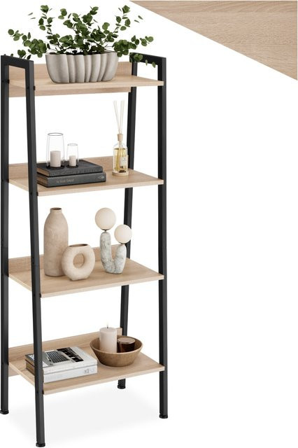 tectake Leiterregal Chatham Industrial Style aus Holz und Stahl in Eiche Sonoma, B/T/H: 57,5 x 34 x 138 cm - Bild 1