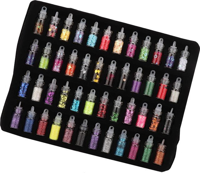 48 Flaschen Flash-Pailletten-Pulver in Multicolour für DIY-Schmuck und Epoxidharz-Dekorationen - Bild 1