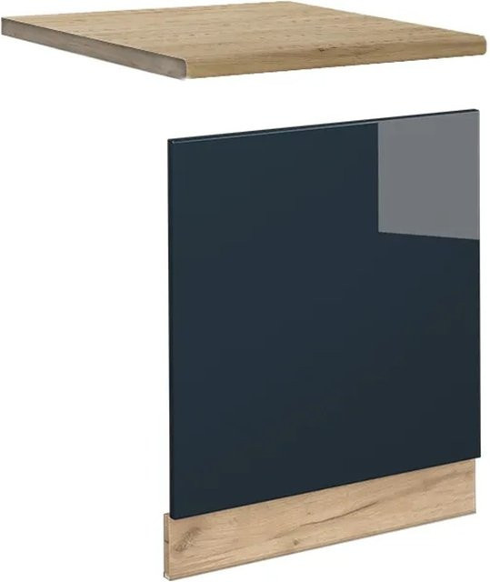 Vicco Fame-Line Geschirrspülerblende mit Arbeitsplatte, Dunkelblau Hochglanz und Eiche, Breite: 60 cm - Bild 2