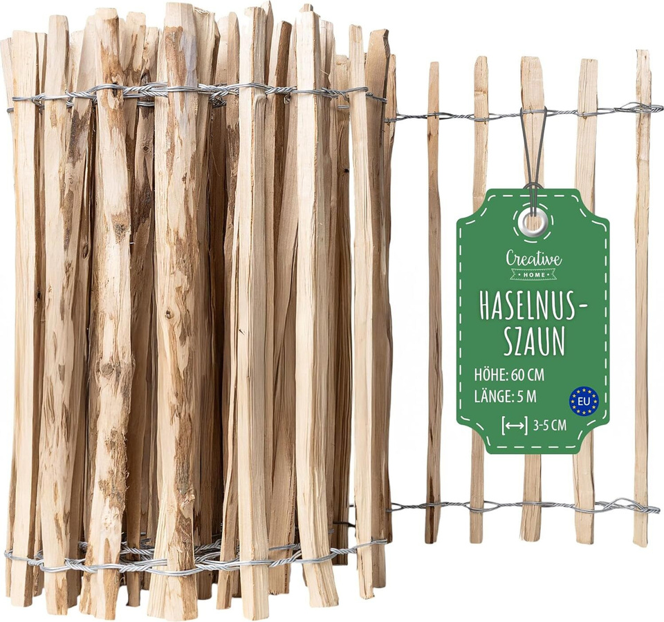Creative Home Haselnusszaun Rollzaun als Gartenzaun und Rasenkante, Länge: 5 m, Höhe: 60 cm - Bild 1