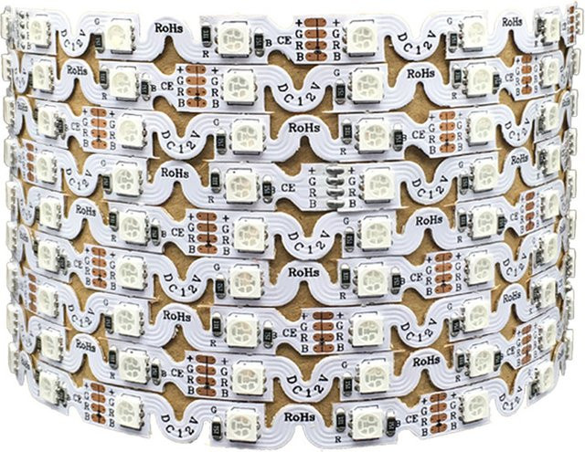 JOYPJLIT S-förmiger RGB LED-Streifen, flexibles 5050 LED-Band in Weiß und Multicolour, 5 m Länge, 60 LEDs/m, 8 mm PCB-Breite - Bild 1