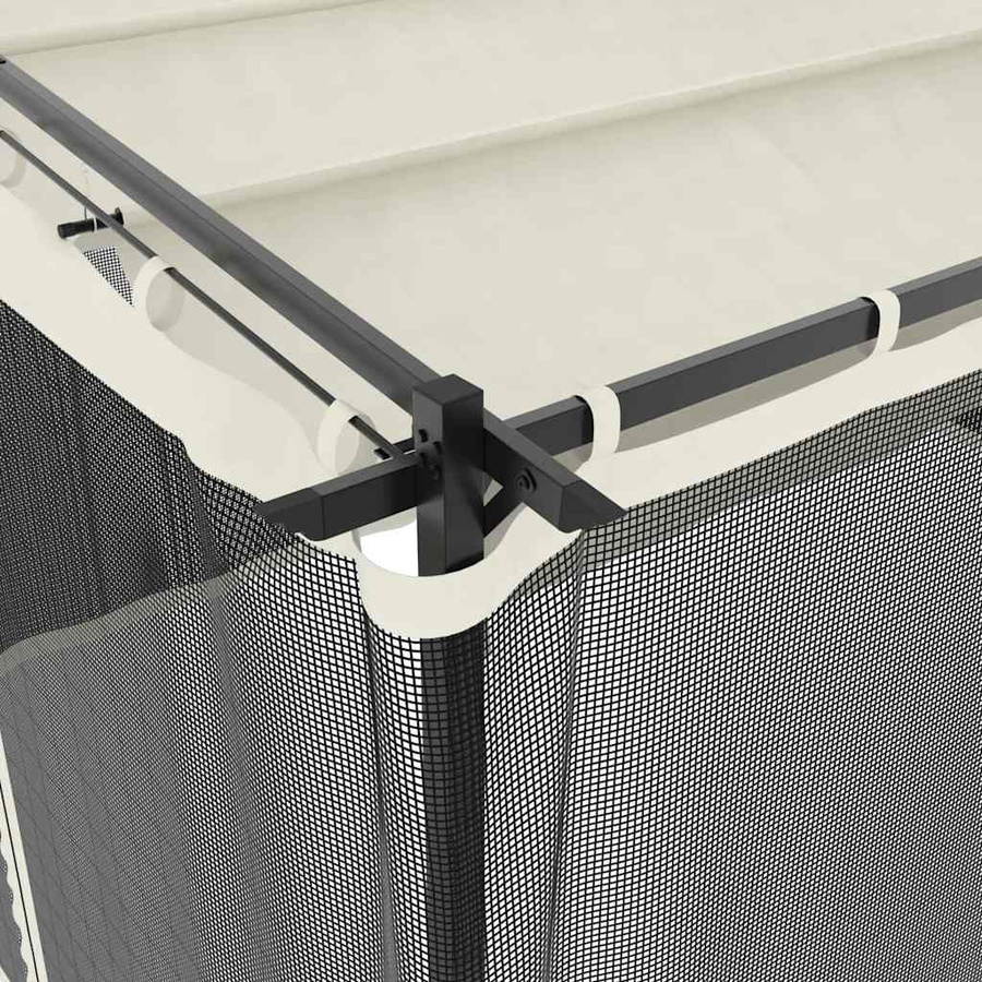 vidaXL Pavillon mit Netzwänden aus Stahl und Polyester, Beige, B/T/H: 400 x 300 x 230 cm - Bild 4
