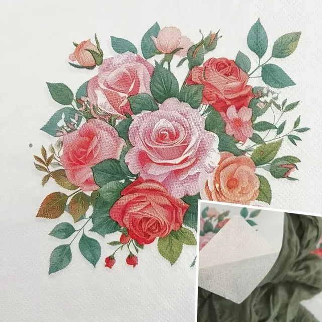GUANYAO 2-lagige Papierservietten mit Rosen-Bouquet-Print für Hochzeit und Valentinstag, 20 Stück, Breite: 33 cm - Bild 1