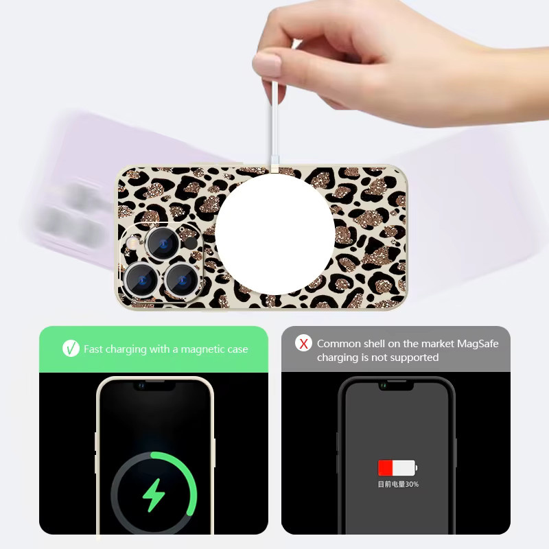 Sukoly MagSafe Handyhülle mit Leopardenmuster in Braun für iPhone 17e 17 Pro Max 16 15 14 13 12 Pro Max 11 aus weichem TPU - Bild 3