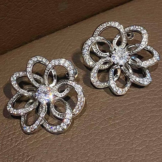 Huitan Ohrringe, Blumendesign, Zirkonia, Damen - Bild 1
