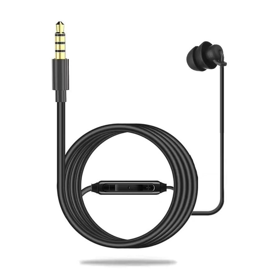 VODOOL In-Ear Kopfhörer mit Mikrofon, einseitige Silikon-Ohrhörer für Smartphones und MP3, 3,5 mm Jack oder USB-C, Schwarz - Bild 1