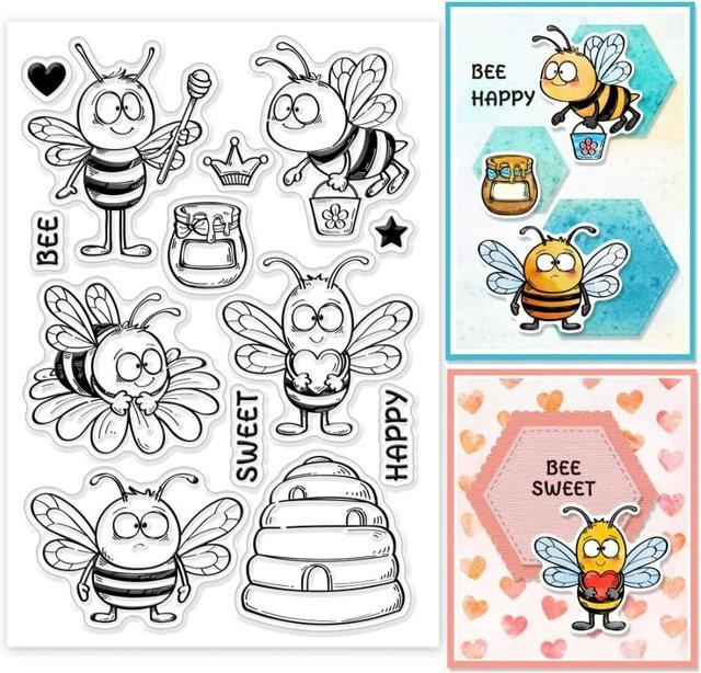 Transparenter Silikonstempel mit lustiger Cartoon-Biene für Scrapbooking und Kartenherstellung - Bild 1