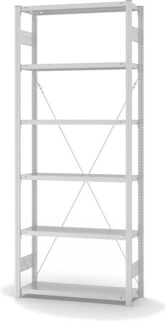 PROREGAL Lebensmittel Fachbodenregal Stecksystem T-Profil in Weiß mit 6 Ebenen, H x B x T: 250 x 100 x 30 cm - Bild 1