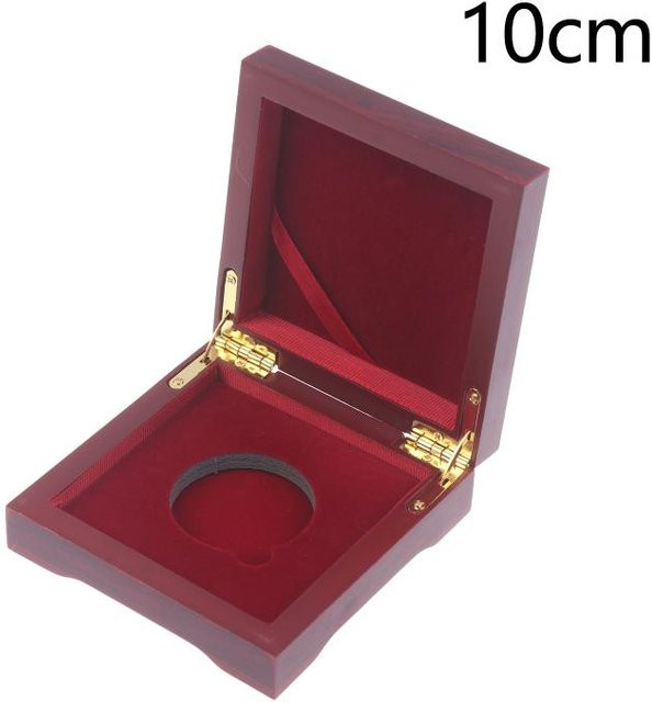 Calia Holz Münzaufbewahrungsbox Vitrine in Rot und Braun für Gedenkmünzen und Medaillen mit 10 cm Breite - Bild 1