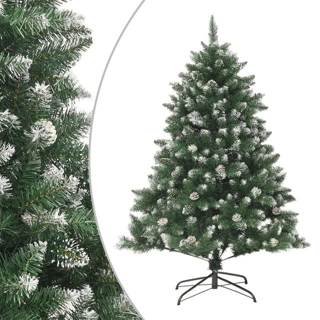furnicato Künstlicher Weihnachtsbaum aus PVC mit Ständer in Grün und Weiß, Höhe: 120 cm - Bild 1