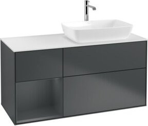 V&B Waschtischunterschrank Finion mit Wandbeleuchtung, Grau lackiert, Breite: 120 cm, Tiefe: 50,1 cm, Höhe: 50,1 cm - Bild 1