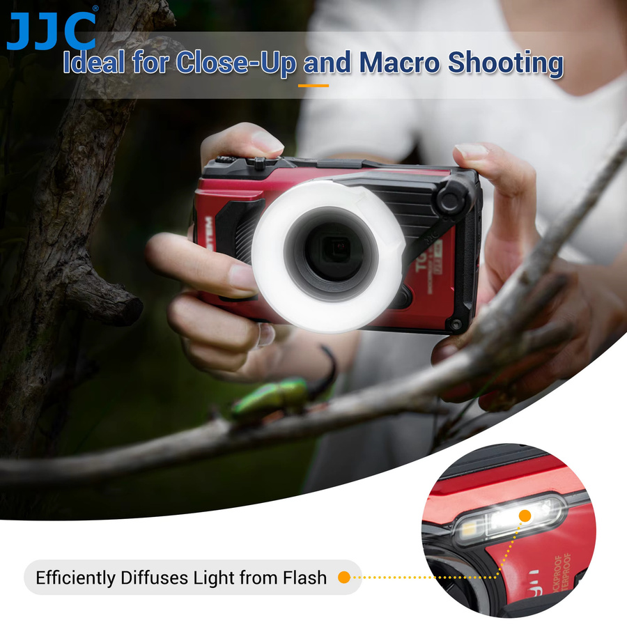 JJC FD-1 Blitzdiffusor in Weiß für Olympus Tough TG-Serie zur Makrofotografie - Bild 4