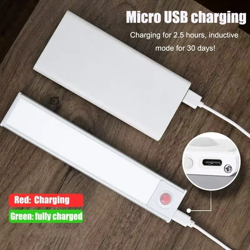 SKYSHADOW LED Küchen-Nachtlicht mit Bewegungssensor, kabellos und wiederaufladbar via USB, Silber, Länge: 80 cm - Bild 3