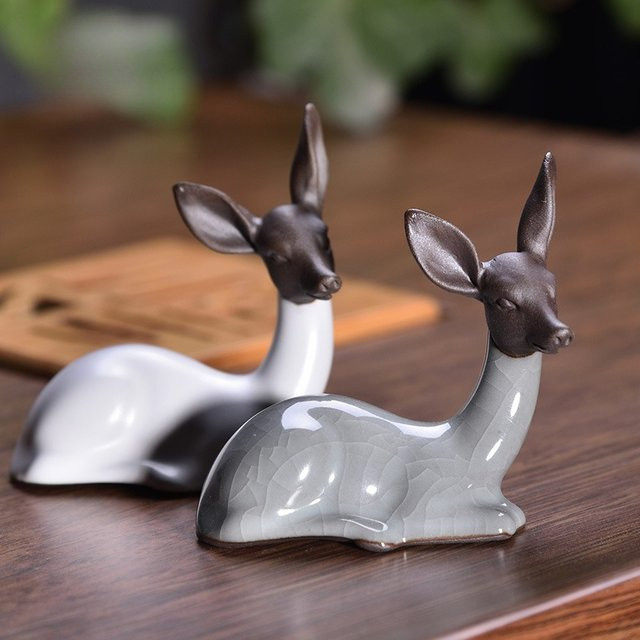 YXYMCF Keramik Hirsch Tischornament in Lila Sand für die Teestube und Dekoration - Bild 1