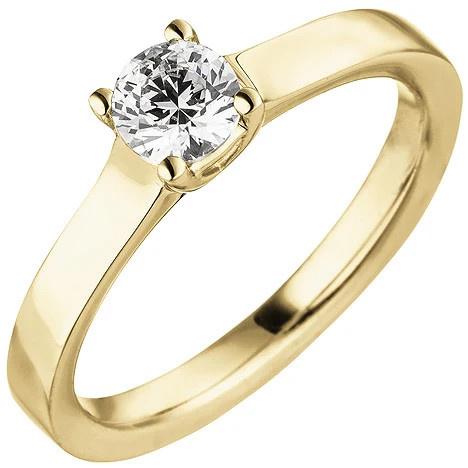 Colfem Ring 585 Gelbgold, Diamant, Solitär, Damen, Ringgröße 56 - Bild 1
