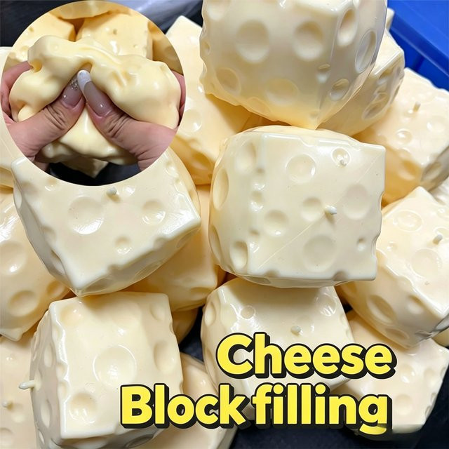 Käse-Würfel Stressball, Squishy Spielzeug, Runde Blöcke, Gefülltes Fidget-Spielzeug - Bild 1