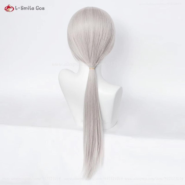 Quanxi Cosplay Perücke, Silber Grau, 70 cm, Hitzebeständig, Damen - Bild 1