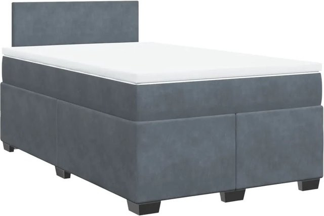 vidaXL Boxspringbett mit Matratze in Dunkelgrau aus Samt, Hybrid-Design mit Taschenfederkern, B/T: 120 x 190 cm - Bild 1