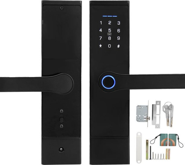 Aimo Smart Türschloss mit Fingerabdruck, Passwort und IC-Karte in Schwarz - Bild 1