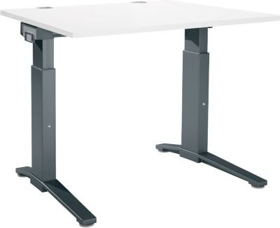 Schäfer Shop Genius Schreibtisch ERGOSTYLE S, manuell höhenverstellbar, Rechteck, C-Fuß, B/T/H: 120 x 80 x 67,5-89,5 cm, weiß/anthrazit - Bild 1