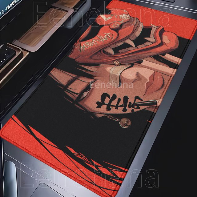 Eenehana Mauspad Anime Maske Mädchen Multicolor, rutschfeste Schreibtischunterlage aus Gummi für Gaming und Büro - Bild 1