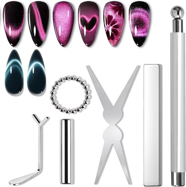 LULAA Nagelkunst-Magnetwerkzeug-Set, 6-teilig, Silver, Unisex - Bild 1