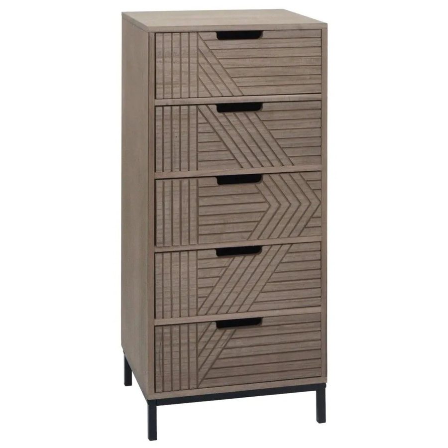 MCW Kommode N90 Highboard im 3D-Design mit 5 Schubladen aus Holz und Metall, grau-braun, B/T/H: 84 x 35 x 29 cm - Bild 2
