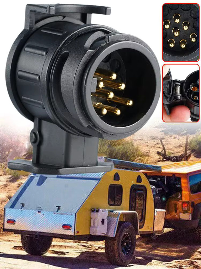 Europäischer Anhänger Adapter von 13 auf 7 Pin Stecker für Lkw und Wohnmobile in Schwarz - Bild 6