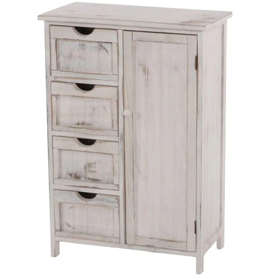 MCW Kommode MCW-D12 im Shabby-Look Vintage aus Paulowniaholz, Farbe: Weiß, B/T/H: 82 x 55 x 30 cm - Bild 2
