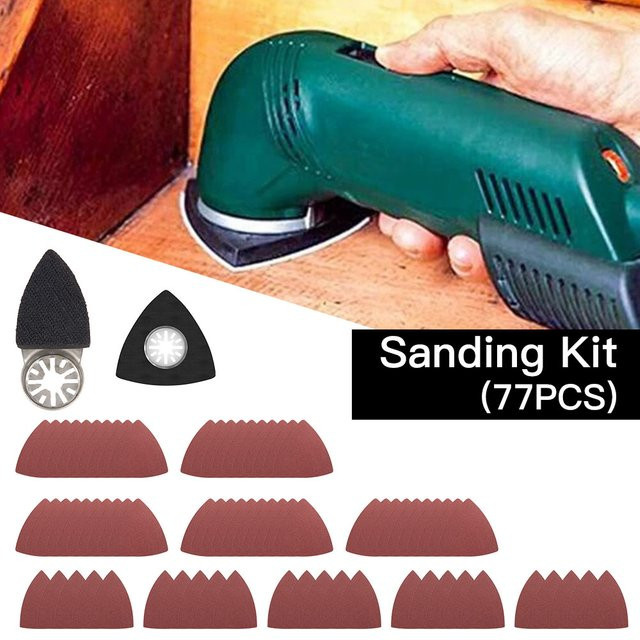 Toorise 77-teiliges Set Dreieckiges Schleifpapier für Multitools mit Körnungen 60/80/120/180/240 Grit - Bild 1