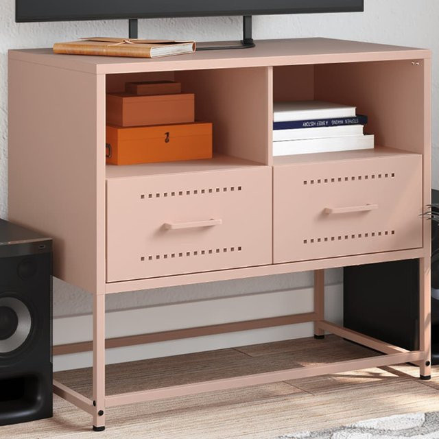 vidaXL TV-Schrank aus Stahl in Rosa, Industrie-Stil, matt, B: 68 cm, T: 39 cm, H: 60,5 cm - Bild 2