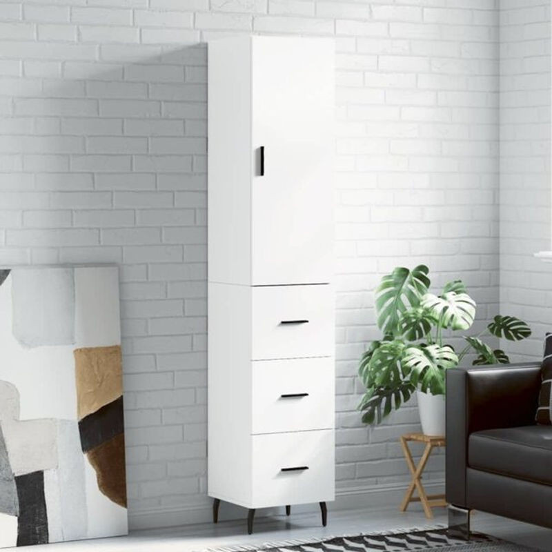 Vidaxl Highboard Modern Weiß aus Holzwerkstoff und Metall B/T/H: 34,5 x 34 x 180 cm - Bild 1