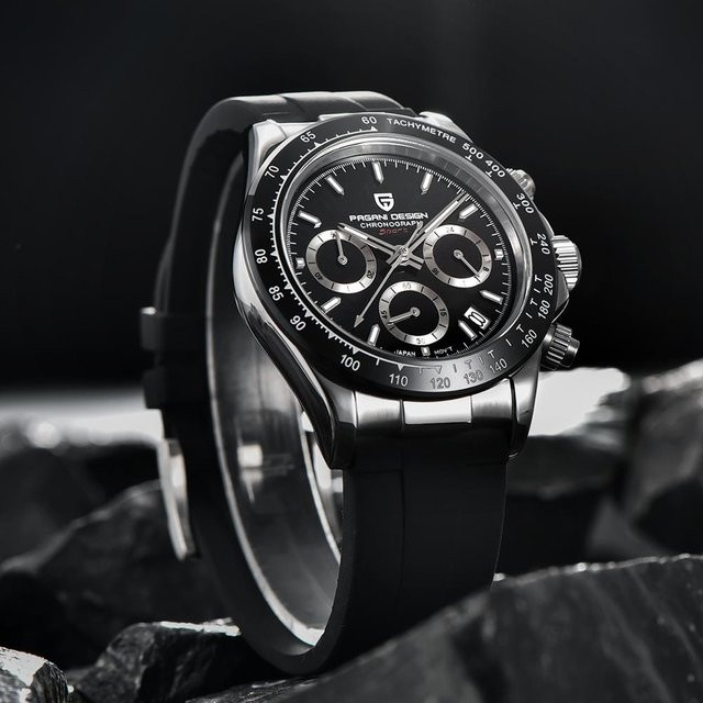 Pagani Design Chronograph, Quarz, Edelstahl, Silikon, Schwarz, Herren - Bild 1