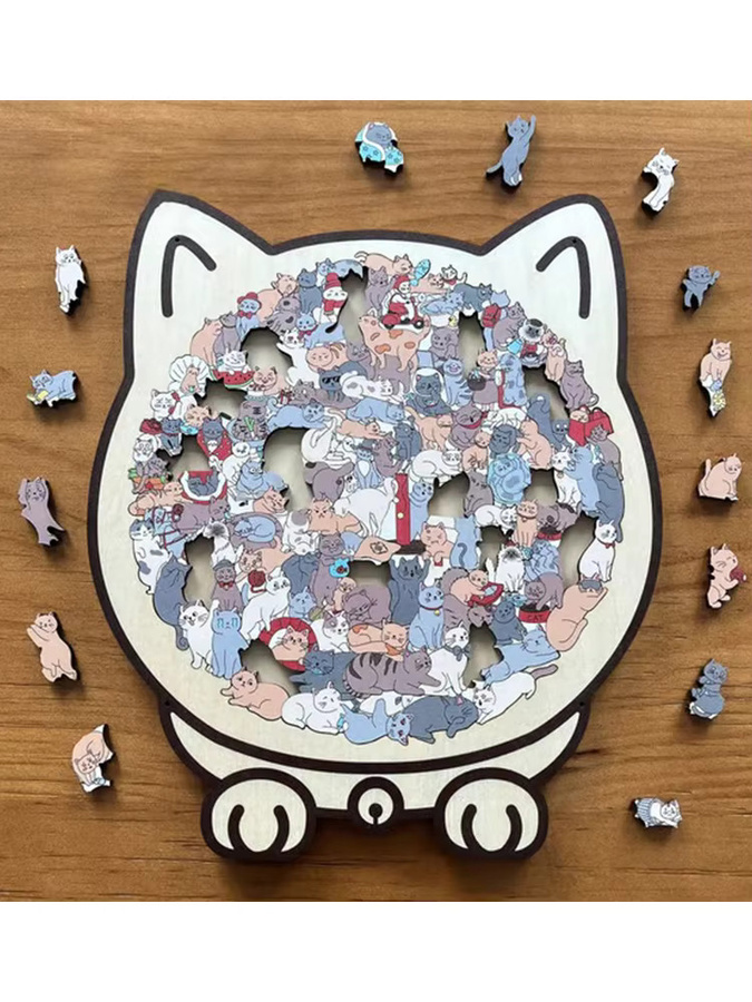 A-Nice Katzenförmiges Holzpuzzle, 135-teiliges Set, Tiere, Bunt / Mehrfarbig - Bild 5