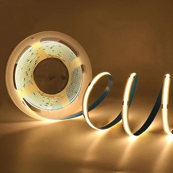 MnnWuu COB LED Streifen Warmweiß, 12V DC, 320 LEDs/m, 4m Länge, Flexible Linear Beleuchtung mit hohem RA90 Farbwiedergabeindex - Bild 1